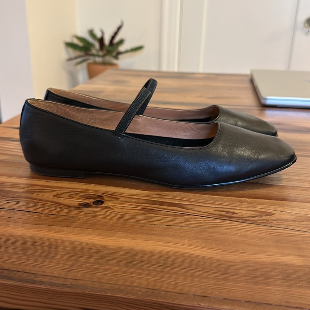 Madewell Greta black leather ballet flats sz 9